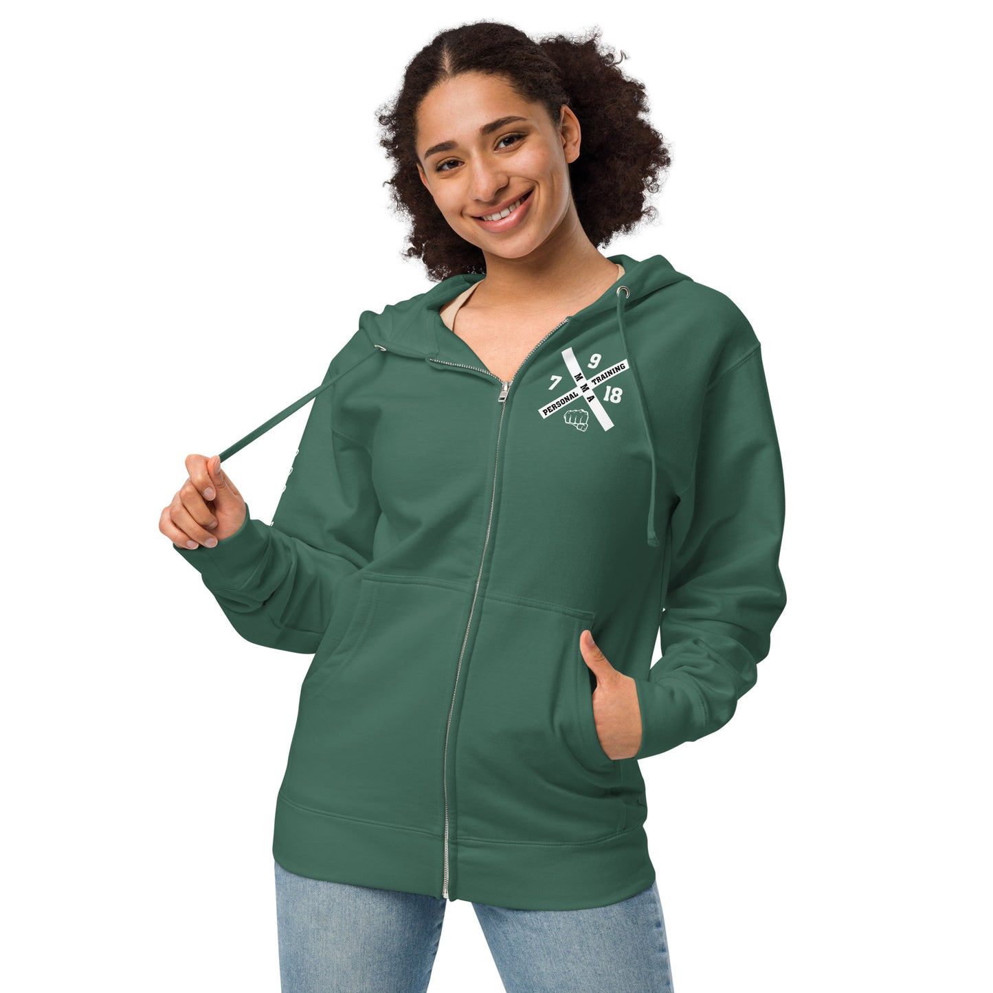Unisex fleece zip up hoodie